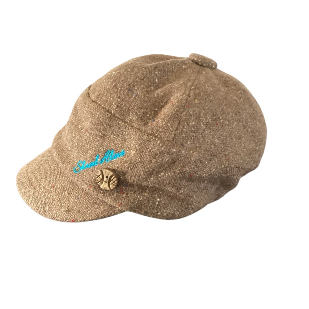 Shred Alert vintage hat cap Newsboy  brimmed brown tweed wool blend Adult